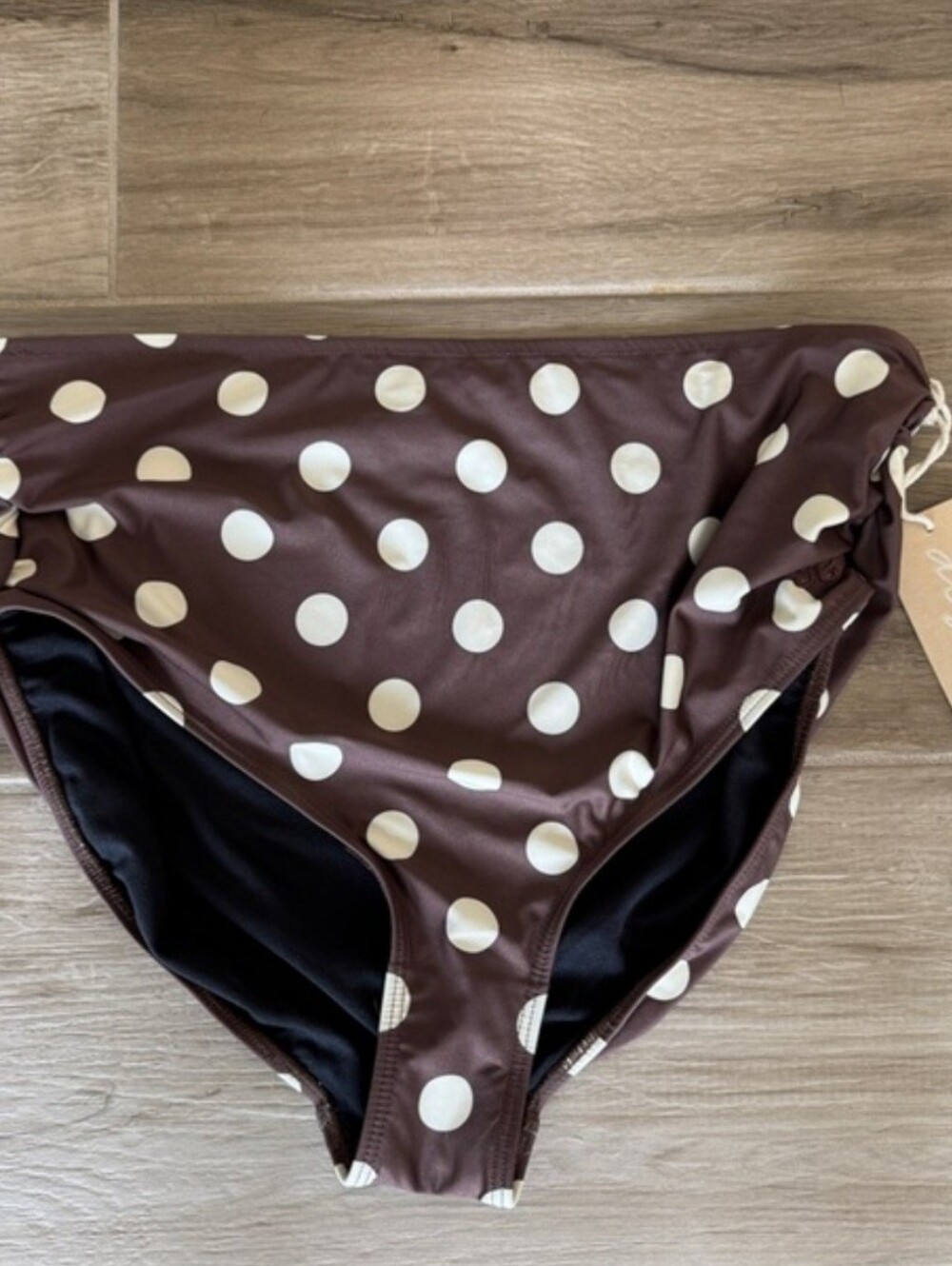 NWT Albion XL Cream Coco Dot Ruched swim bottom